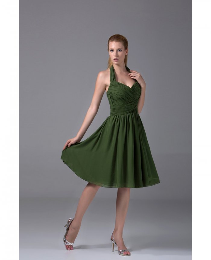 A-line Halter Knee-length Chiffon Bridesmaid Dress|bd8428|Bridesmaid ...