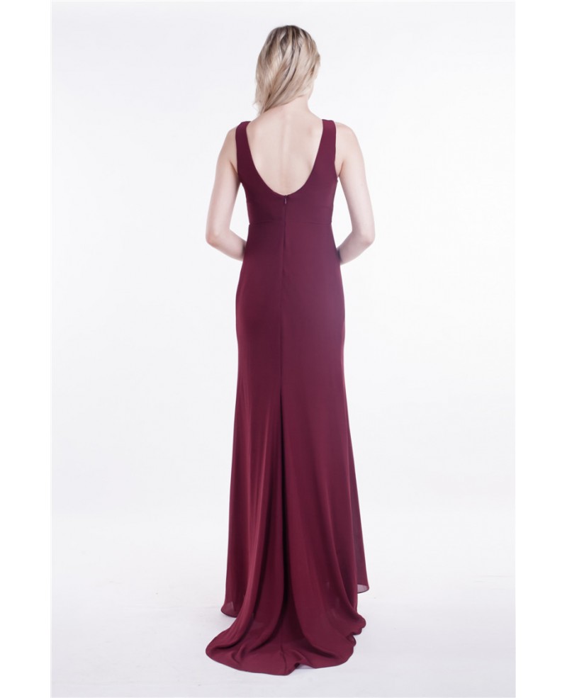 Elegant Sheath V-neck Chiffon Long Evening Dress - Click Image to Close