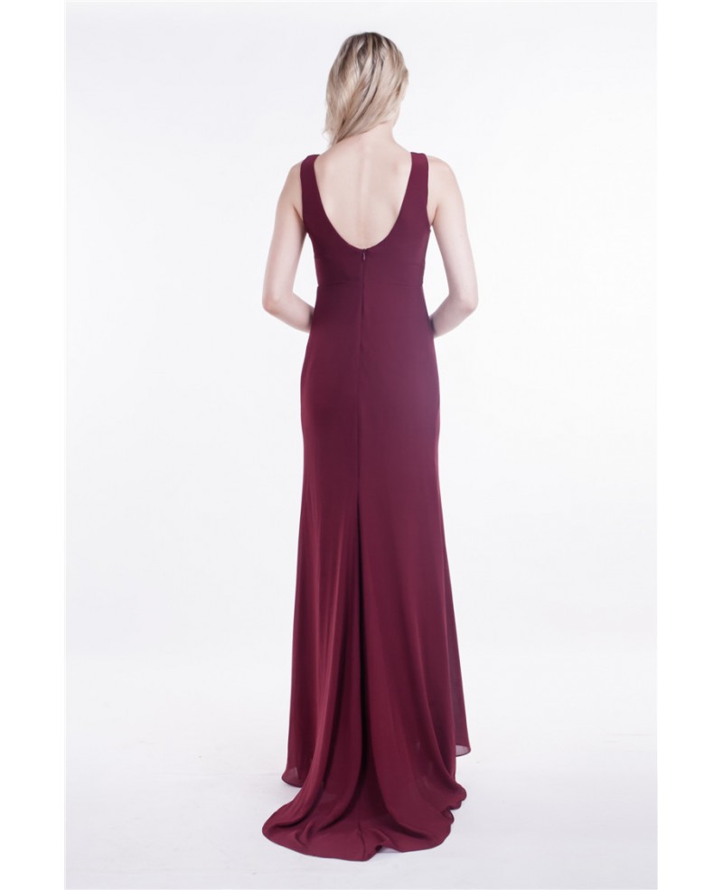 Elegant Sheath V-neck Chiffon Long Evening Dress