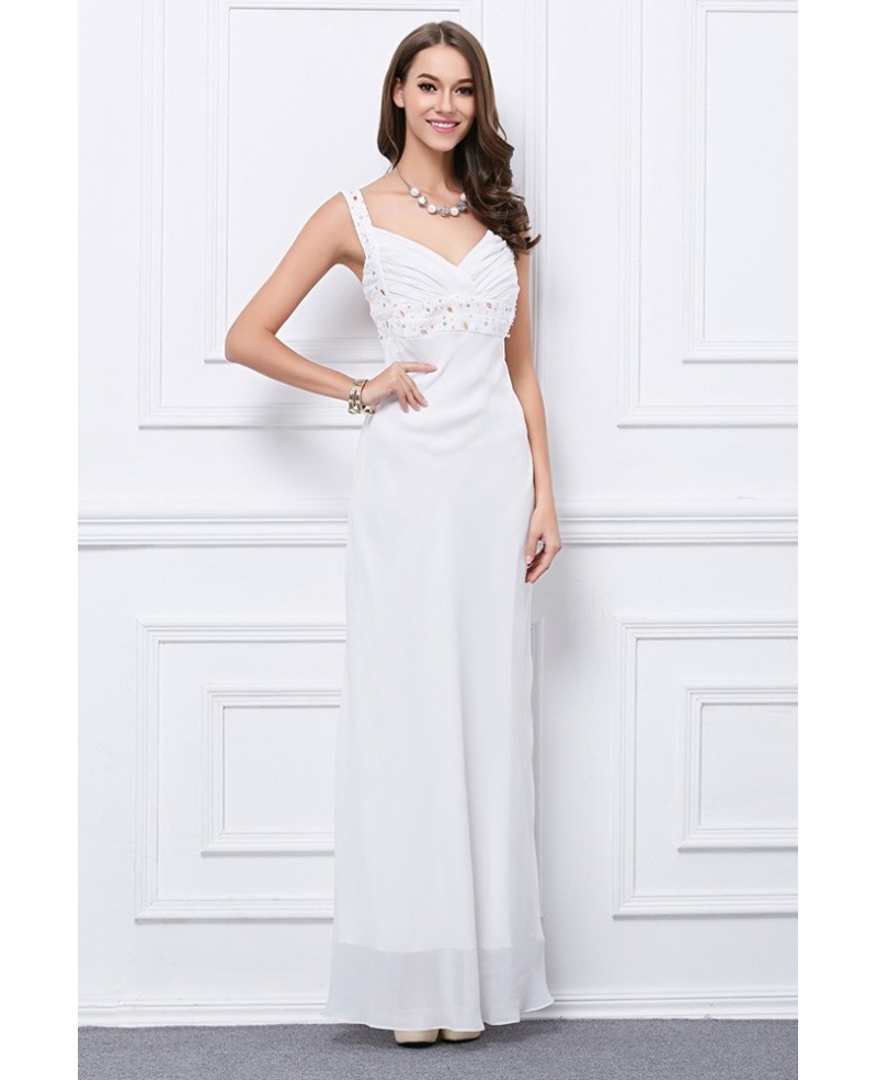 Elegant Sheath Sweetheart Chiffon Long Dress With Beading