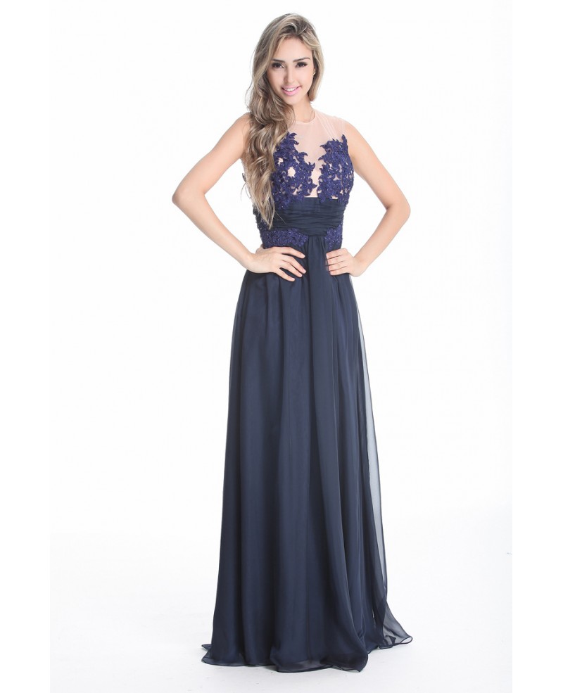 Chic A-Line Chiffon Prom Dress With Appliques Lace