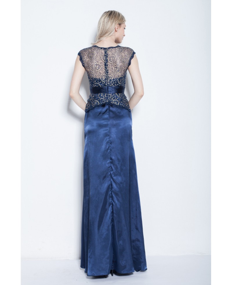 Elegant A-Line Satin Embroidered Evening Dress With Cape Sleeves