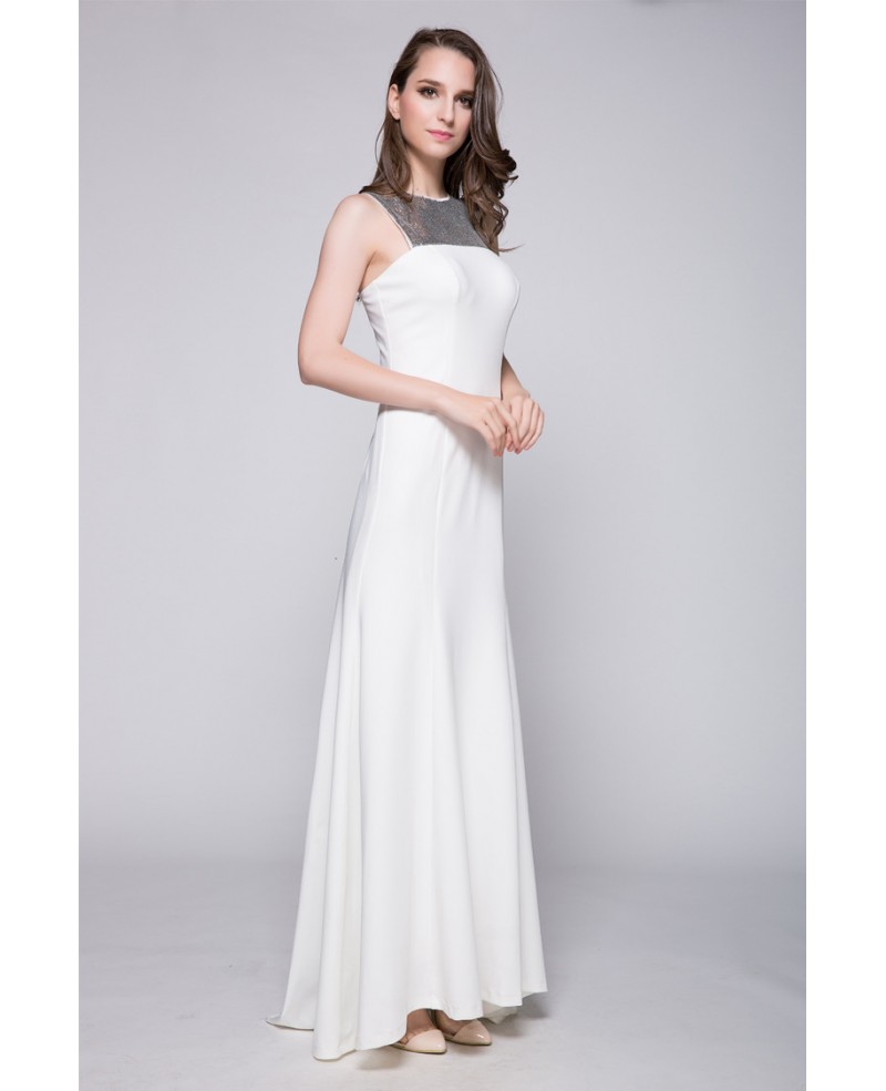 Celebrity Inspired Sequins Long White Evening Dress Formal