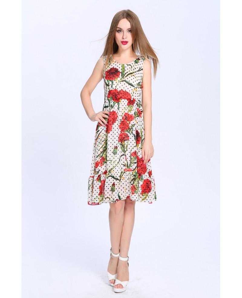 Summer A-Line Floral Print Chiffon Short Wedding Guest Dress