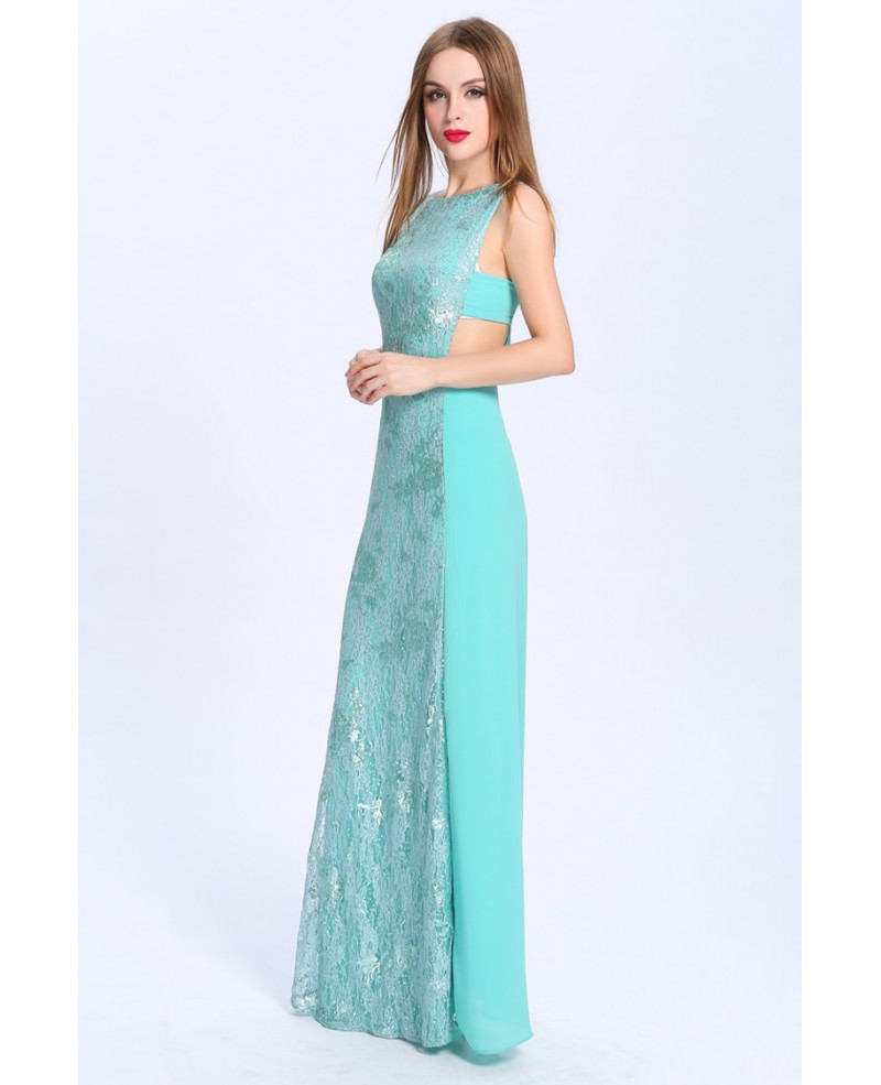 Feminine Lace Chiffon Long Evening Dress With Sequins