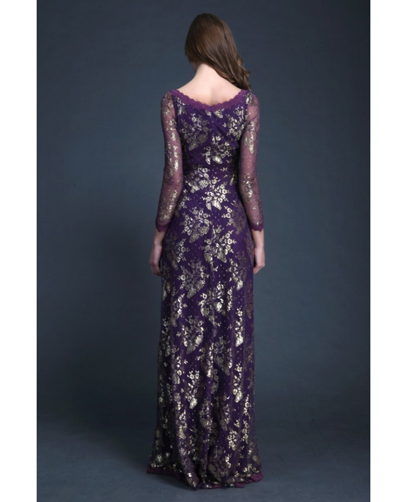 Gorgeous A-Line Lace Embroidered Long Dress With Sleeves