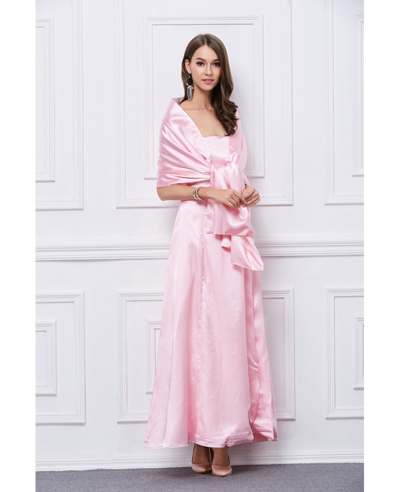 Feminine Pink Strapless Satin Long Evening Dress