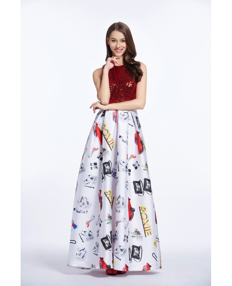 Chic Summer Sequined Printed Long Weddding Guest Dress