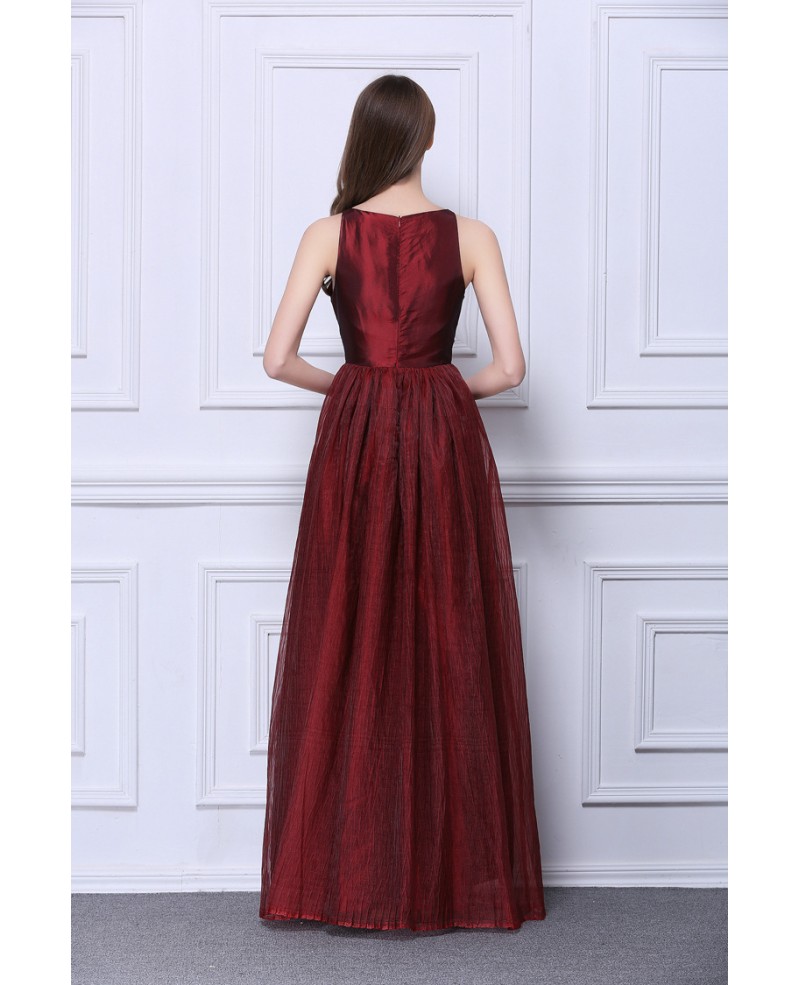 Elegant A-Line Scoop Neck Tulle Long Wedding Guest Dress With Beading