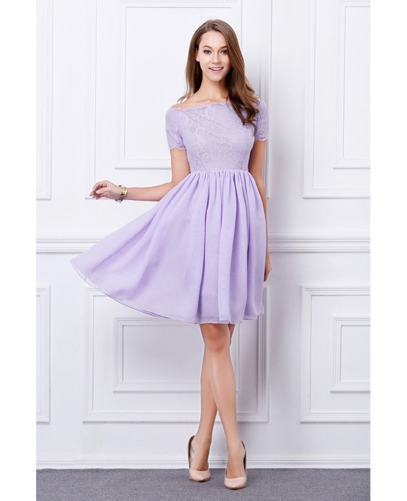 Feminine A-Line Lace Short Homecoming Dress With Sleeves