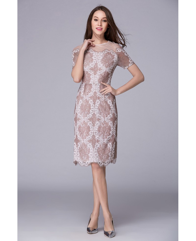 Elegant A-Line Lace Midi Dress With Sleeves