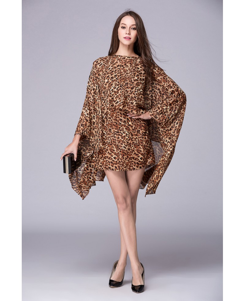 Chic Leopard Print Chiffon Short Weeding Guest Dress