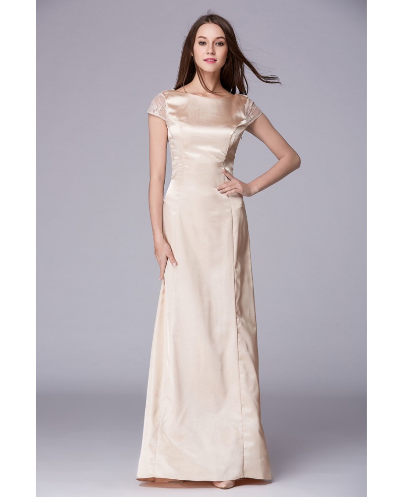 Elegant A-Line Satin Floor-Length Evening Dress With Open Back