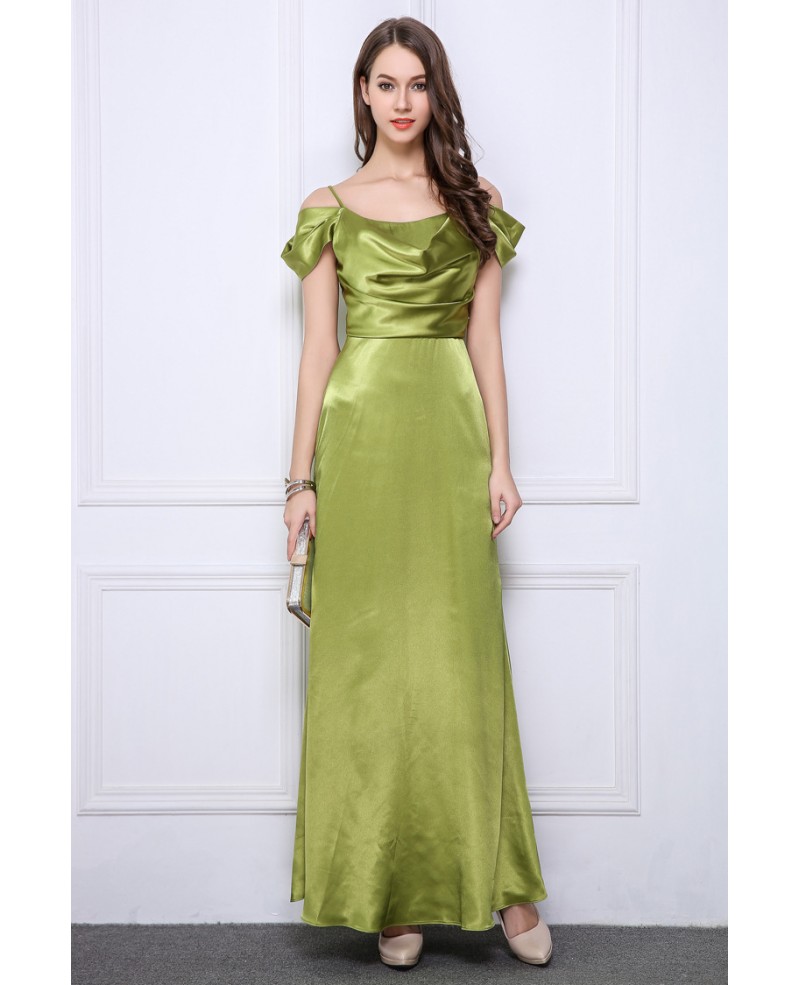 Elegant A-Line Satin Long Evening Dress With Ruffle