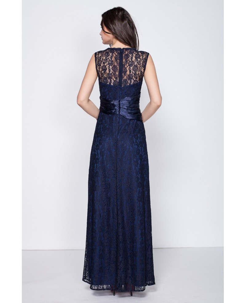 Beautiful Navy Blue Petite Semi Formal Dresses with Full Lace - Click Image to Close