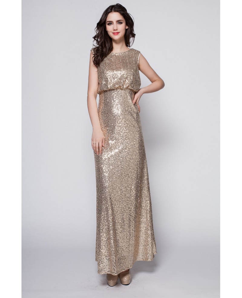 Gorgeous Empire Sequined Long Evening Dress - Click Image to Close