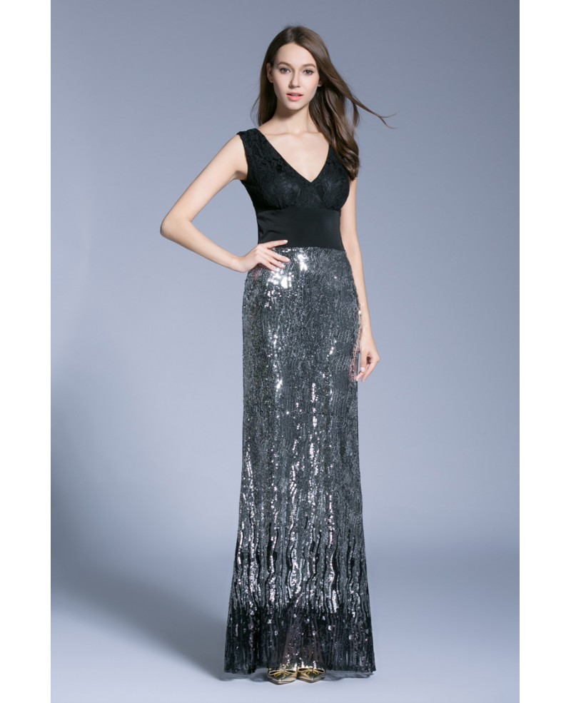 Chic Sheath V-neck Sequined Evening Dresses