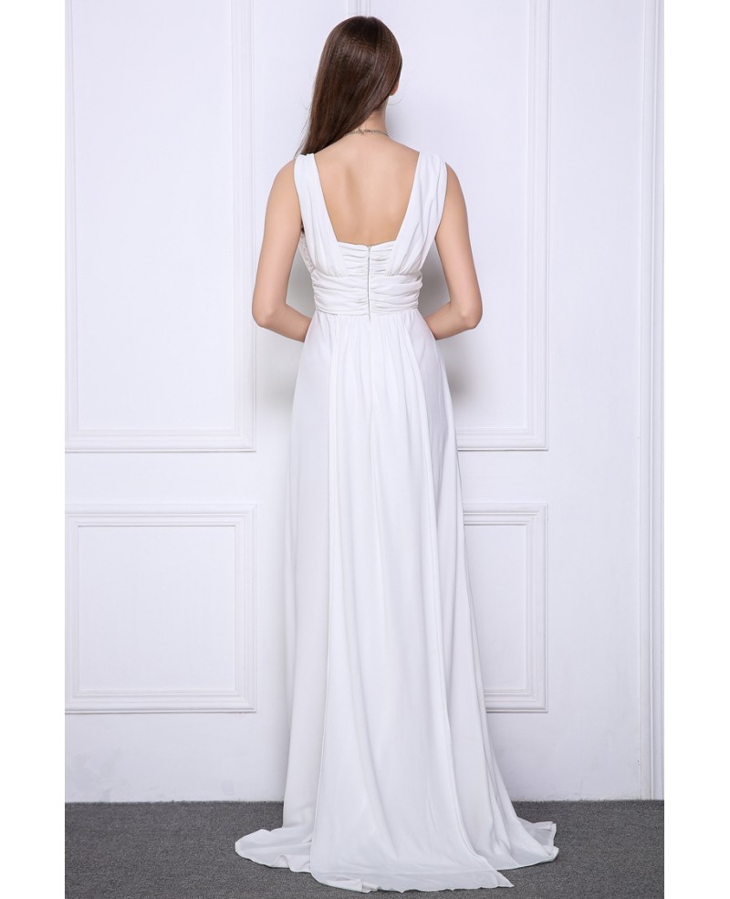 Elegant Goddess A-Line V-neck Chiffon Evening Dress With Ruffle