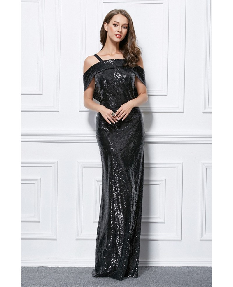 Elegant Sheath Sequined Long Evening Dress With Open Back