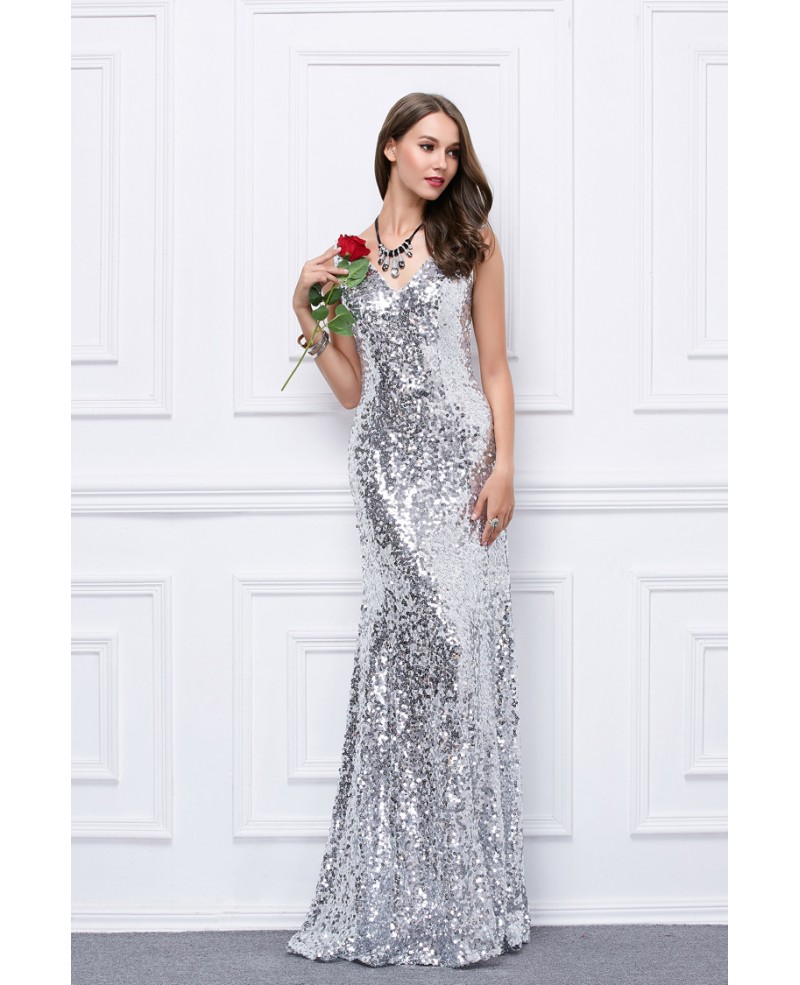 Sexy Mermaid V-neck Sequined Evening Dress