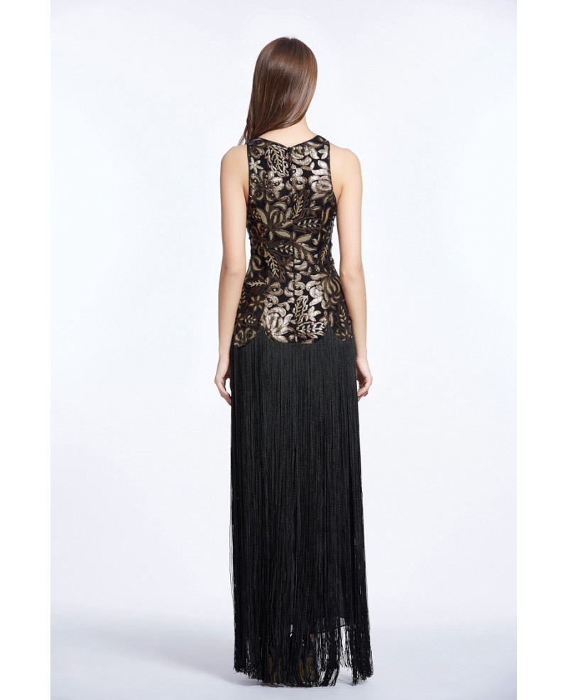 evening gown with fringe