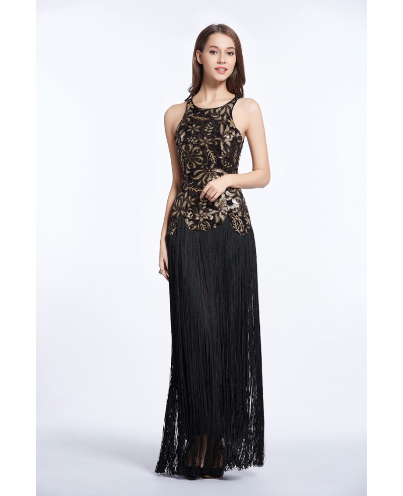 fringe evening gown
