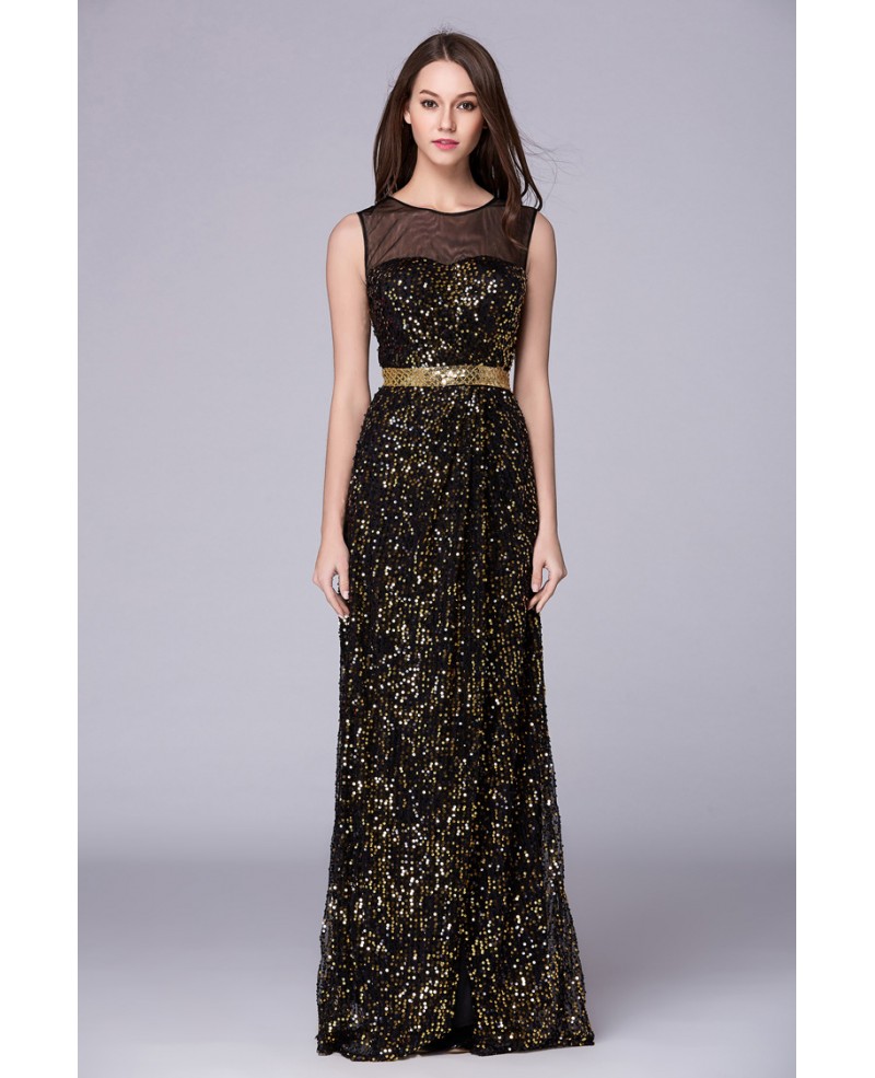 Sexy A-Line Sequined Long Prom Dress With Front Split