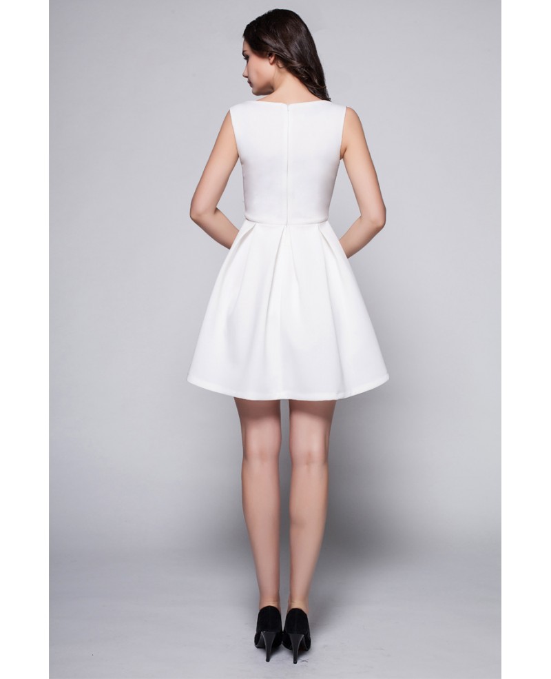 Little White High Neck Simple Short Dress
