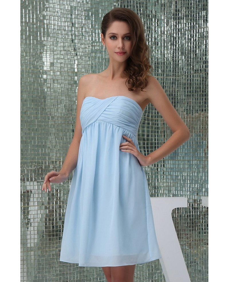 A-line Strapless Knee-length Chiffon Bridesmaid Dress - Click Image to Close