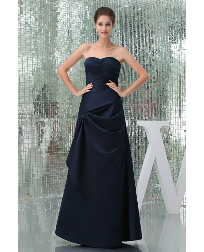 A-line Sweetheart Floor-length Satin Evening Dress