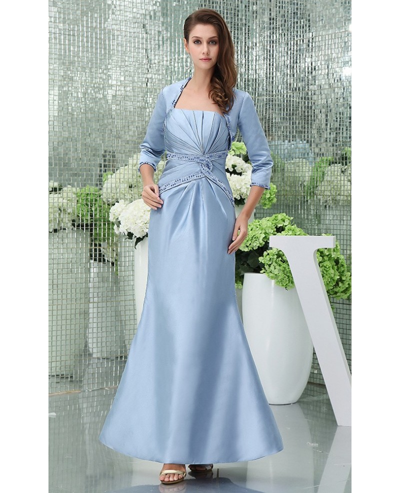 Mermaid Strapless Ankle-length Satin Mother of the Bride Dress - Click Image to Close