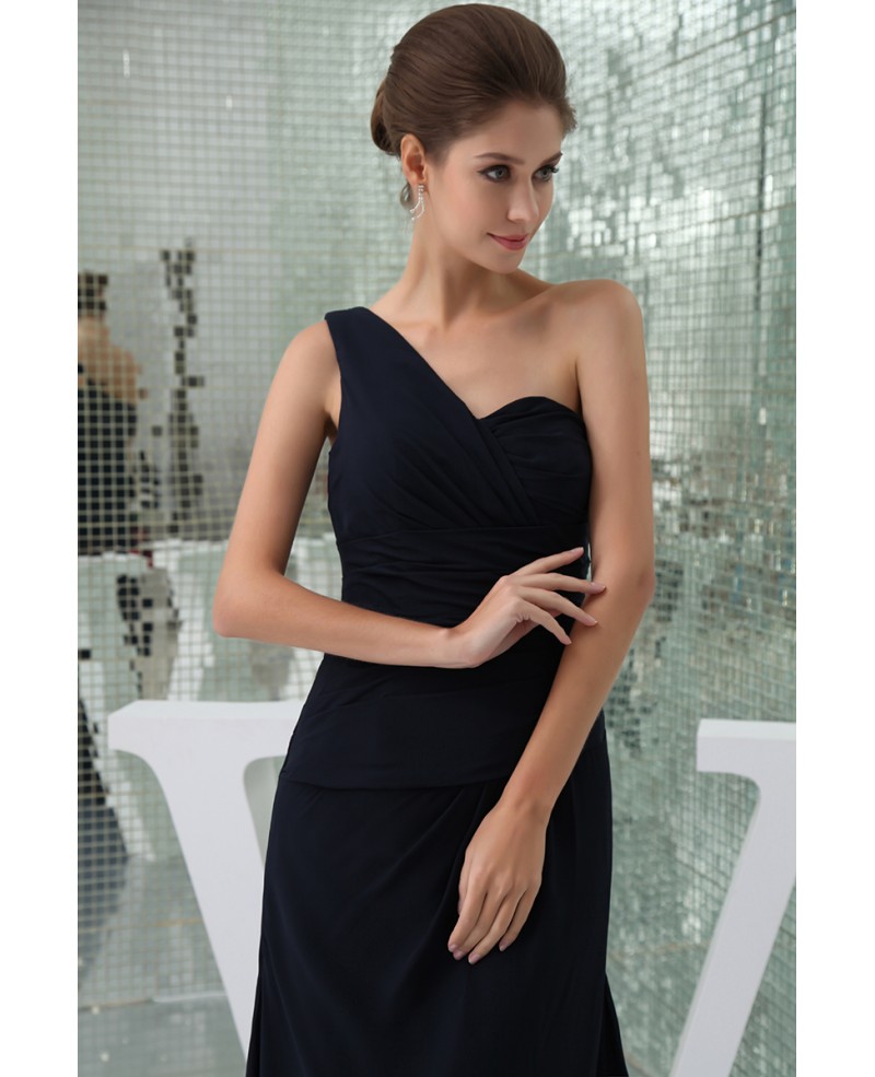 A-line One-shoulder Ankle-length Chiffon Bridesmaid Dress - Click Image to Close