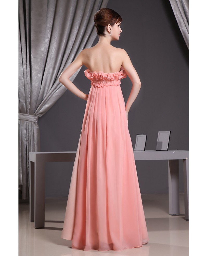 Empire Strapless Floor-length Chiffon Bridesmaid Dress