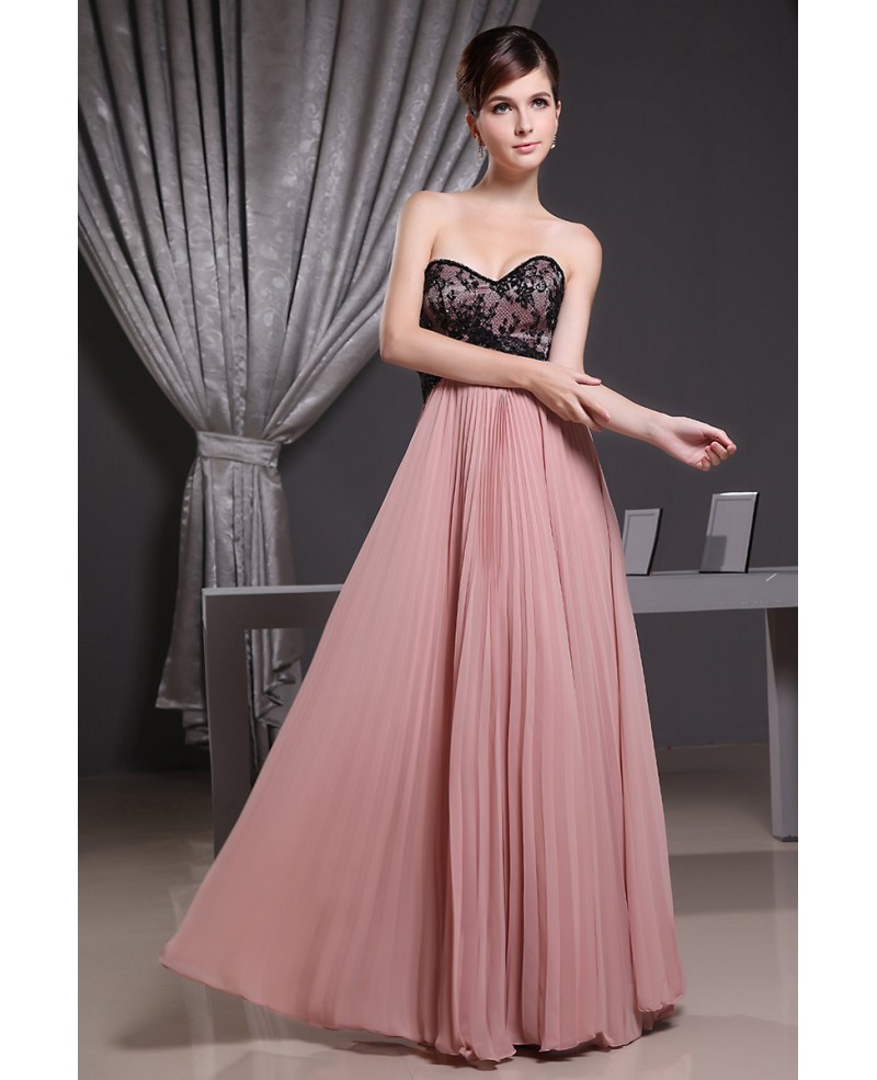 A-line Sweetheart Floor-length Lace Chiffon Bridesmaid Dress