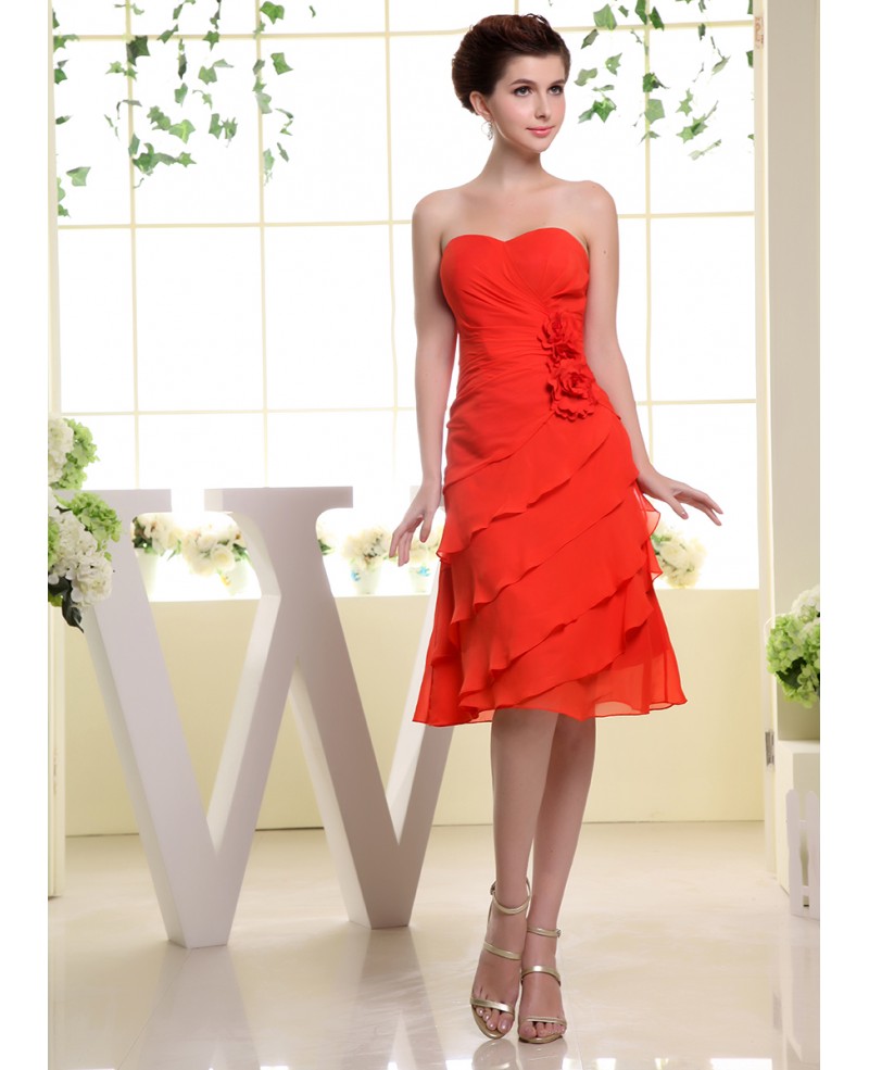 A-line Sweetheart Knee-length Chiffon Bridesmiad Dress
