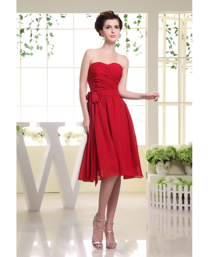 A-line Sweetheart Knee-length Chiffon Bridesmaid Dress - Click Image to Close