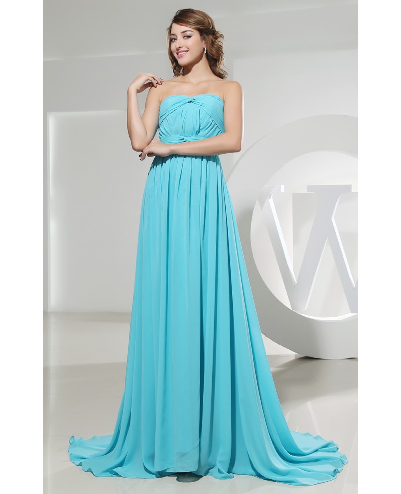 A-line Strapless Sweep Train Chiffon Bridesmaid Dress - Click Image to Close