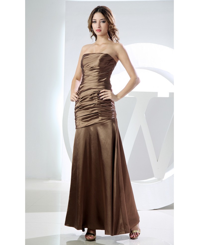 Mermaid Strapless Ankle-length Satin Evening Dress