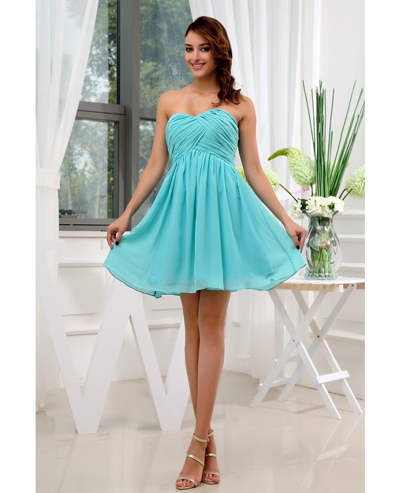 A-line Sweetheart Short Chiffon Bridesmaid Dress - Click Image to Close