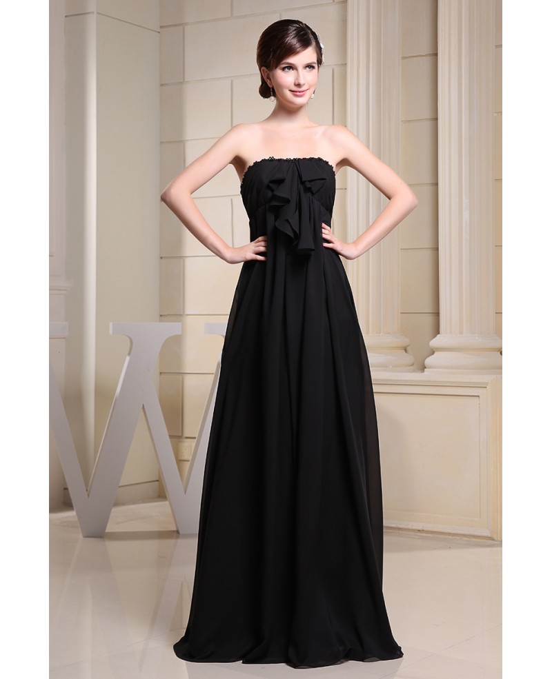 A-line Strapless Floor-length Chiffon Bridesmaid Dress