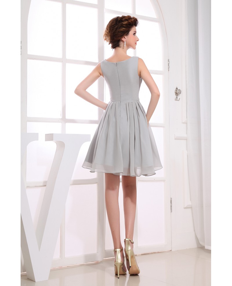 A-line Scoop Neck Short Chiffon Bridesmaid Dress - Click Image to Close