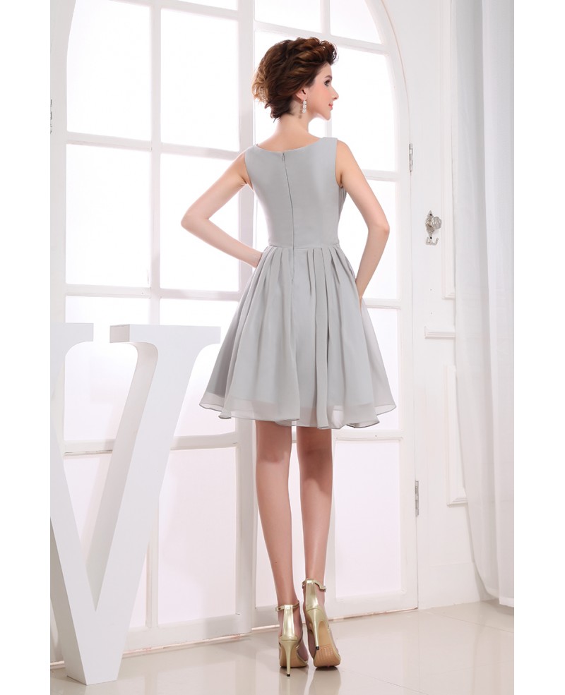 A-line Scoop Neck Short Chiffon Bridesmaid Dress