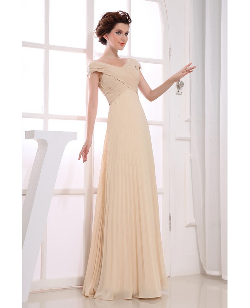 A-line V-neck Floor-length Chiffon Bridesmaid Dress - Click Image to Close