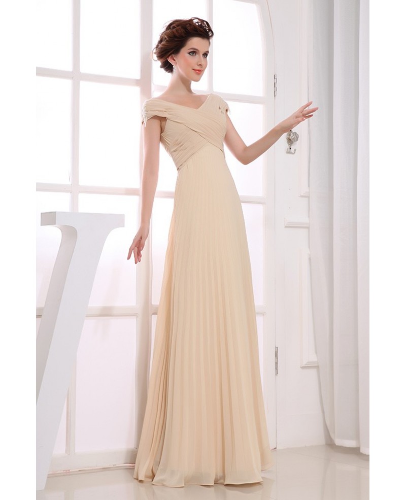 A-line V-neck Floor-length Chiffon Bridesmaid Dress