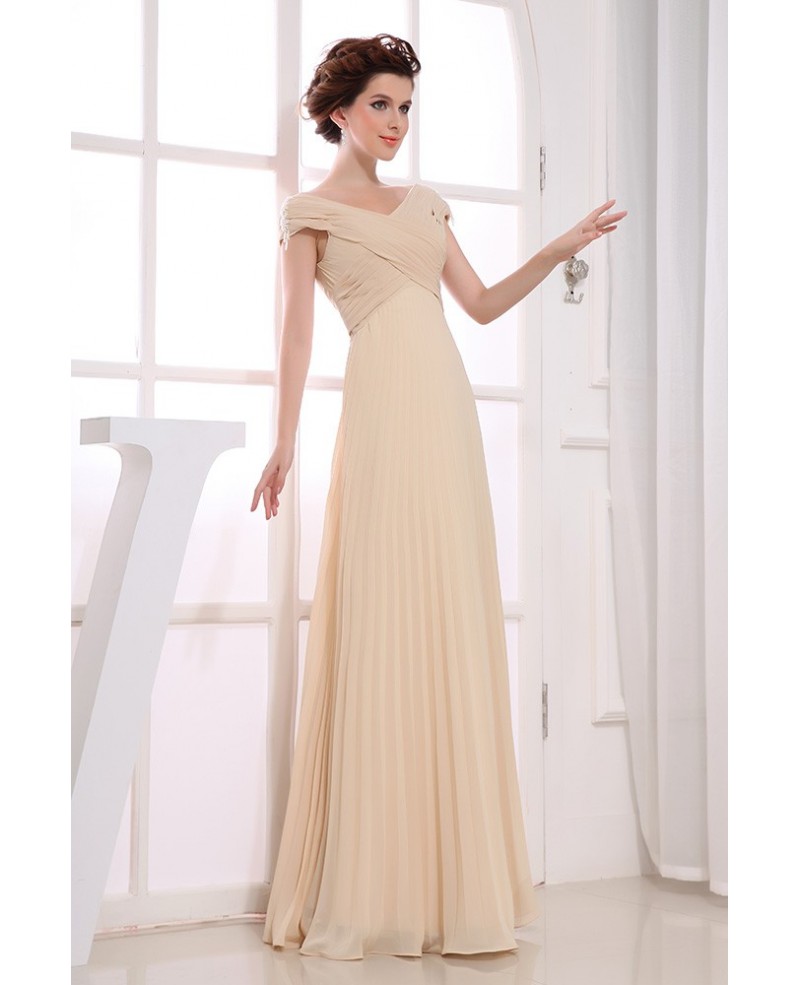 A-line V-neck Floor-length Chiffon Bridesmaid Dress