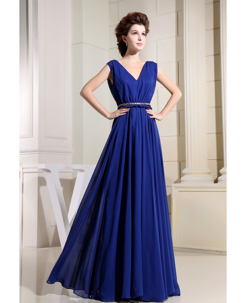 A-line V-neck Floor-length Chiffon Bridesmaid Dress