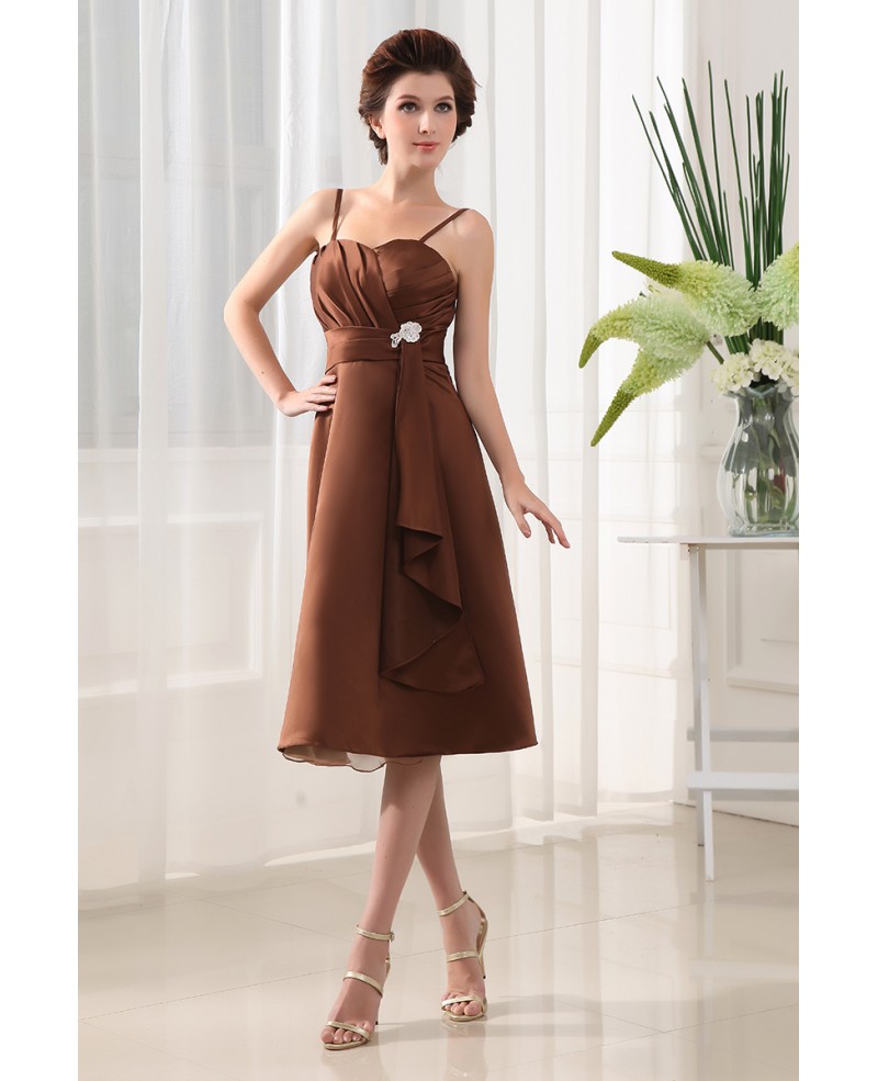 A-line Strapless Knee-length Satin Chiffon Mother of the Bride Dress - Click Image to Close