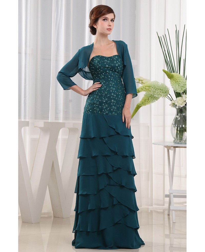 A-line Sweetheart Floor-length Chiffon Mother of the Bride Dress With Sequins - Click Image to Close
