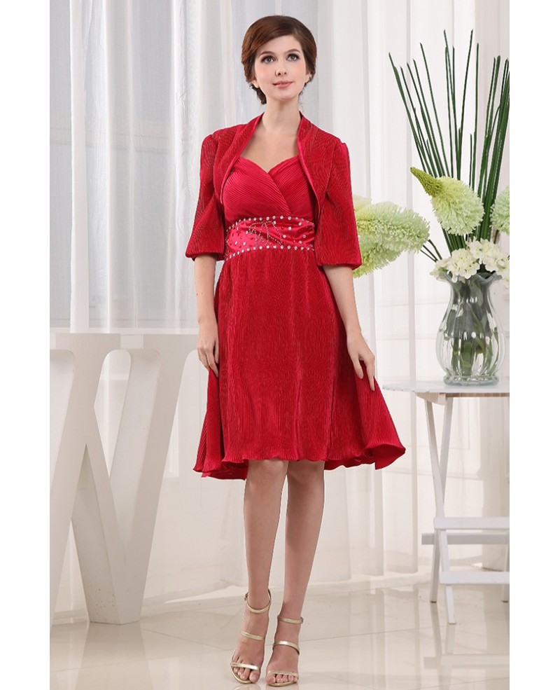 A-line Sweetheart Knee-length Chiffon Mother of the Bride Dress