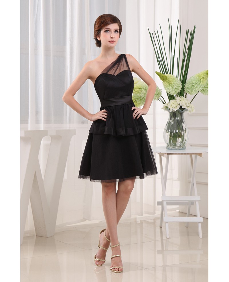 A-line One-shoulder Knee-length Chiffon Bridesmaid Dress